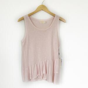NWT Nation LTD Bea Front Ruffle Tank Top in Pink Size Medium